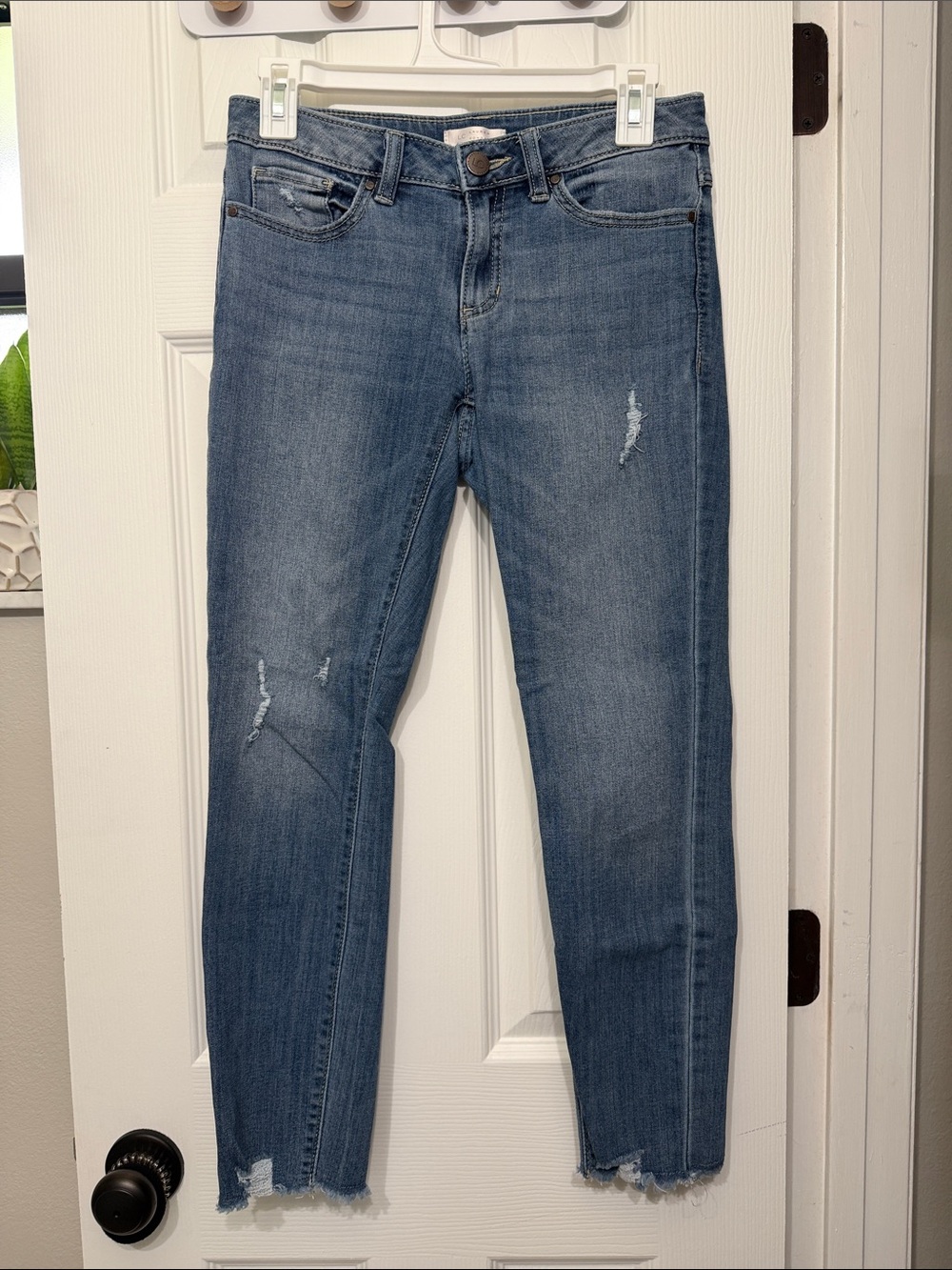 LC Lauren Conrad Distressed Ankle Crop Jeans - Medium Blue